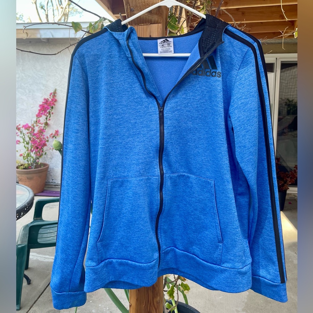 Adidas Blue Zip-Up Hoodie